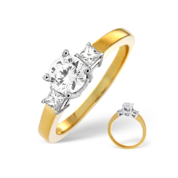 H/Si Solitaire With Shoulders Ring 0.70CT Diamond 18K Yellow Gold - SIZE M - Image 1