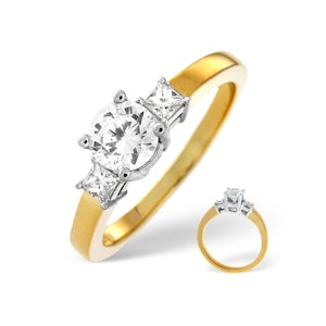 H/Si Solitaire With Shoulders Ring 0.70CT Diamond 18K Yellow Gold - SIZE M