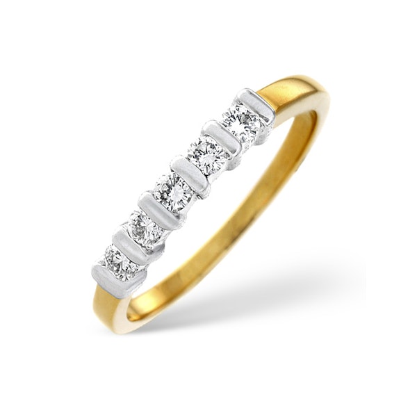 18K Gold Brilliant Diamond Ring with Bars SIZE M - Image 1