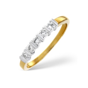 18K Gold Brilliant Diamond Ring with Bars SIZE M