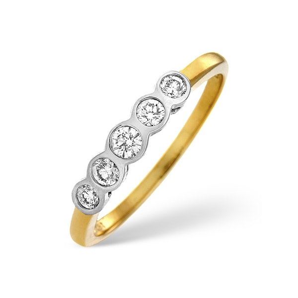18K Gold 5 Stone Diamond Ring 1.00CT H/Si SIZE O - Image 1