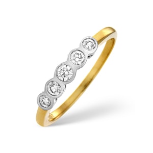 18K Gold 5 Stone Diamond Ring 1.00CT H/Si SIZE O