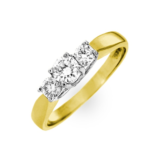 Ariella 18K Gold 3 Stone Diamond Ring 1.50CT H/SI - Image 1