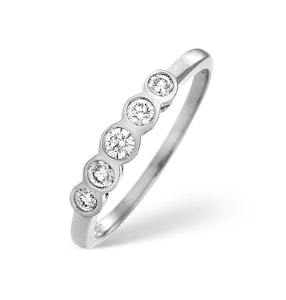 Certified 1.05CT 18K White Gold Five Stone Diamond Rubover Ring - SIZE O