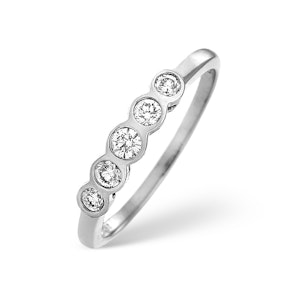 Certified 1.05CT 18K White Gold Five Stone Diamond Rubover Ring - SIZE O