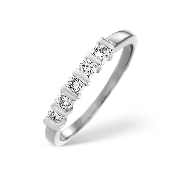 5 Stone Tension Set Ring Certified Diamonds 1.05CT 18K White Gold - SIZE M - Image 1