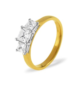 Lauren 18K Gold 3 Stone Diamond Ring 1.00CT H/SI