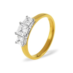 Lauren 18K Gold 3 Stone Diamond Ring 1.50CT H/SI