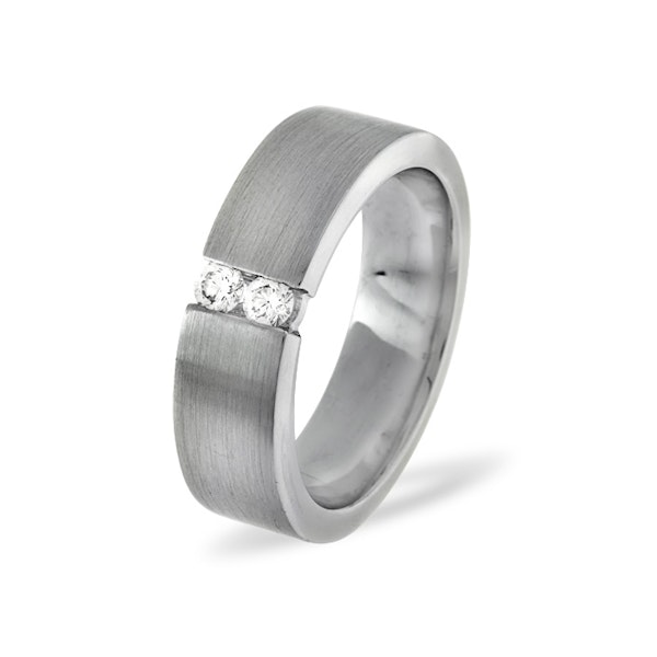 Mens 0.12ct G/Vs Diamond 18K White Gold Dress Ring - Image 1