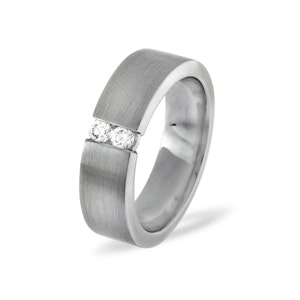 Mens 0.12ct H/Si Diamond 18K White Gold Dress Ring