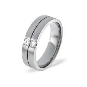 Mens 0.16ct G/Vs Diamond 18K White Gold Dress Ring