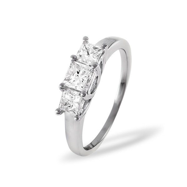 Lauren 18K White Gold 3 Stone Diamond Ring 1.00CT H/SI - Image 1