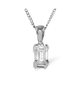 Alice Emerald Cut 18K White Gold Diamond Pendant Necklace 0.25CT G/VS