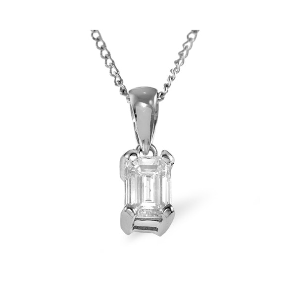 Alice Emerald Cut 18K White Gold Diamond Pendant Necklace 0.33CT G/VS - Image 1
