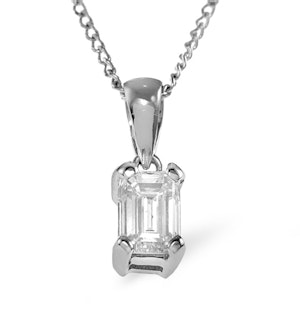 Alice Emerald Cut 18K White Gold Diamond Pendant Necklace 0.25CT H/SI