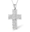 Cross Necklace 2ct Pave Set Triple Row Lab Diamond in 9K White Gold - image 3