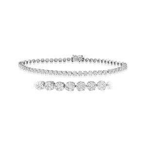 Ava Diamond Cluster Bracelet 7.00ct G/Vs Quality set in 18K White Gold