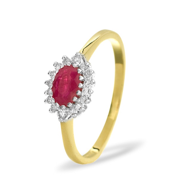 Ruby 6 x 4mm And Diamond 18K Gold Ring  FET21-T - image 1
