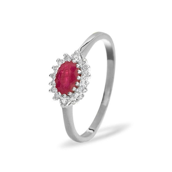 Ruby 6 x 4mm And Diamond 18K White Gold Ring SIZES AVAILABLE K L O - Image 1