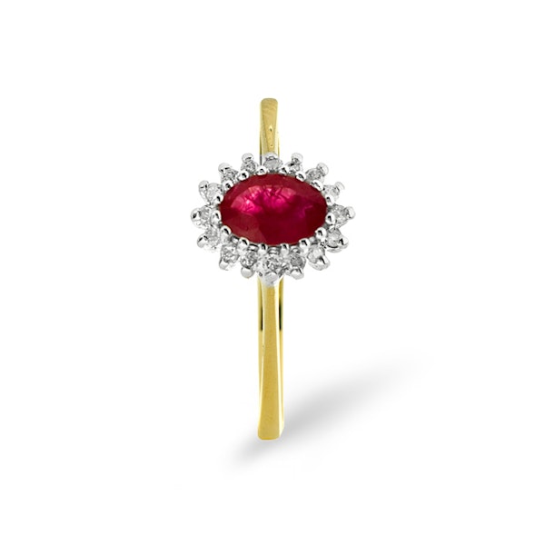 Ruby 6 x 4mm And Diamond 9K Gold Ring SIZE O - Image 3