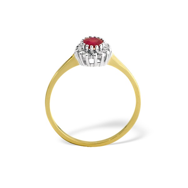 Ruby 6 x 4mm And Diamond 9K Gold Ring SIZE O - Image 2