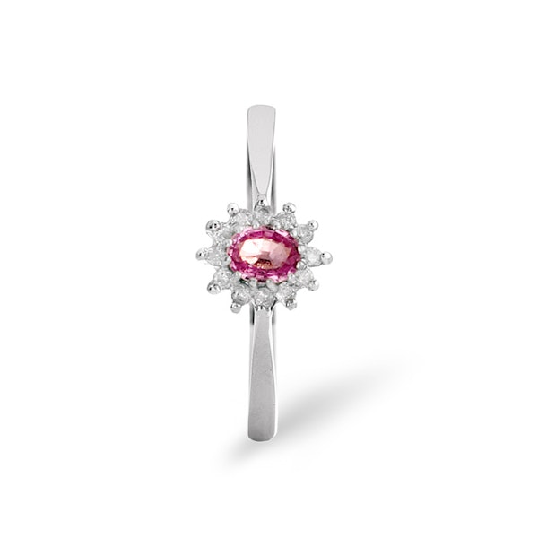 9K White Gold Diamond Pink Sapphire Ring 0.06ct SIZES AVAILABLE L Q R - Image 3