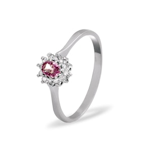 9K White Gold Diamond Pink Sapphire Ring 0.06ct SIZES AVAILABLE L Q R