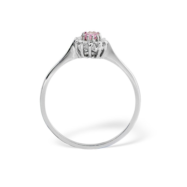 9K White Gold Diamond Pink Sapphire Ring 0.06ct SIZES AVAILABLE L Q R - Image 2