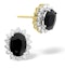 Sapphire 7mm x 5mm And Diamond 9K Yellow Gold Earrings - image 1