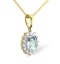 Blue Topaz 7 x 5mm And Diamond 9K Gold Pendant Necklace - image 4