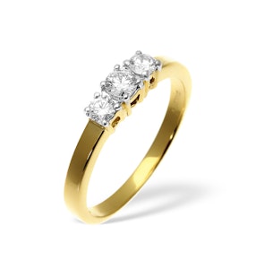 Ellie 18K Gold 3 Stone Lab Diamond Ring 1.00CT F/VS