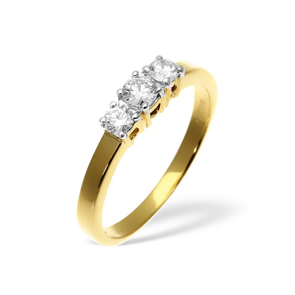 Ellie 18K Gold 3 Stone Lab Diamond Ring 0.50CT F/VS - Image 1