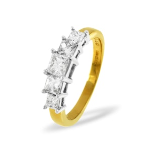 Lucy 18K Gold 5 Stone Princess Diamond Eternity Ring 1.00CT H/SI