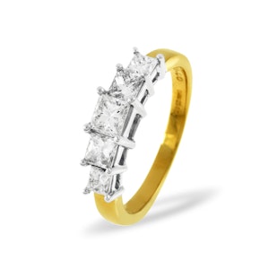 Lucy 18K Gold 5 Stone Princess Diamond Eternity Ring 1.00CT H/SI