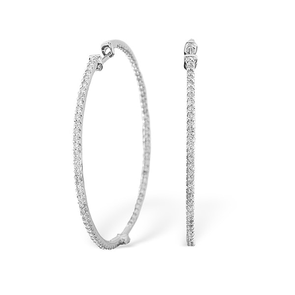 1.00ct Diamond Hoop Earrings in 9K White Gold - 39mm - Image 1