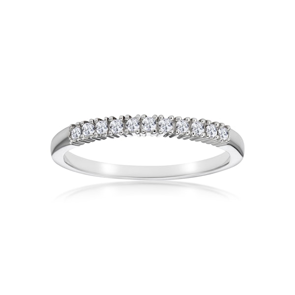 Half Eternity Ring 0.15CT Claw Set Diamond 9K White Gold - Size L Only - Image 2
