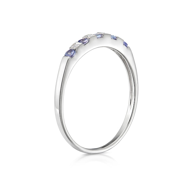 Tanzanite 0.18CT And Diamond 9K White Gold Ring - Image 3