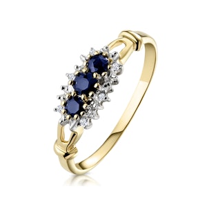Sapphire 0.34ct And Diamond 9K Gold Ring
