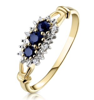 Sapphire 0.34ct And Diamond 9K Gold Ring
