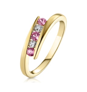 0.21ct Pink Sapphire and Diamond Ring 9K Yellow Gold