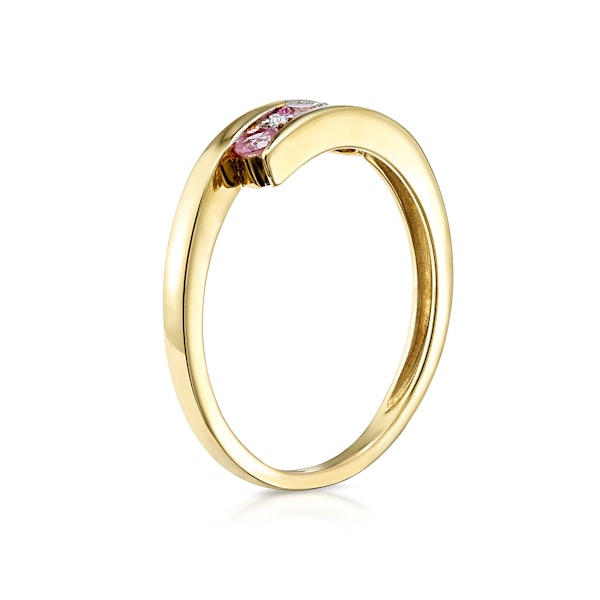 0.21ct Pink Sapphire and Diamond Ring 9K Yellow Gold - Image 3