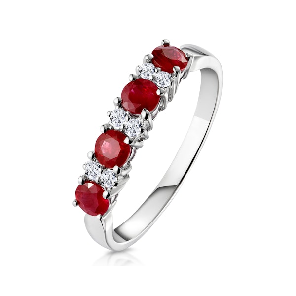 Ruby 0.66ct And Diamond 9K White Gold Ring - Image 1