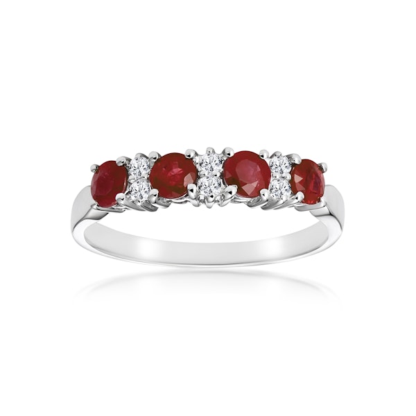 Ruby 0.66ct And Diamond 9K White Gold Ring - Image 2