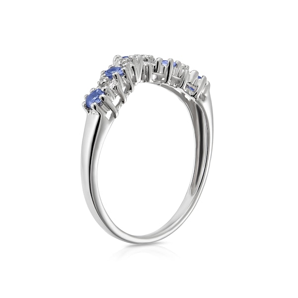 Diamond and Tanzanite 0.35CT Wishbone Ring in 9K White Gold - Image 3