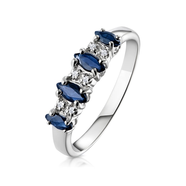Sapphire 0.76ct And Diamond 9K White Gold Ring - Image 1