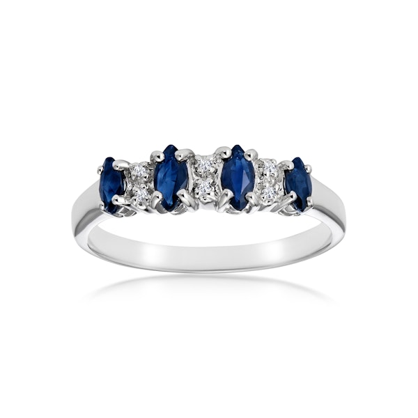 Sapphire 0.76ct And Diamond 9K White Gold Ring - Image 2