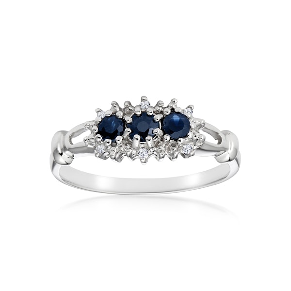 Sapphire 0.34ct And Diamond 9K White Gold Ring - Image 2