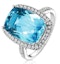 Blue Topaz 6.83CT And Diamond 9K White Gold Ring - image 1