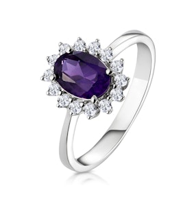 Amethyst 0.70ct And Diamond 9K White Gold Ring