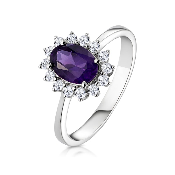 Amethyst 0.70ct And Diamond 9K White Gold Ring - Image 1